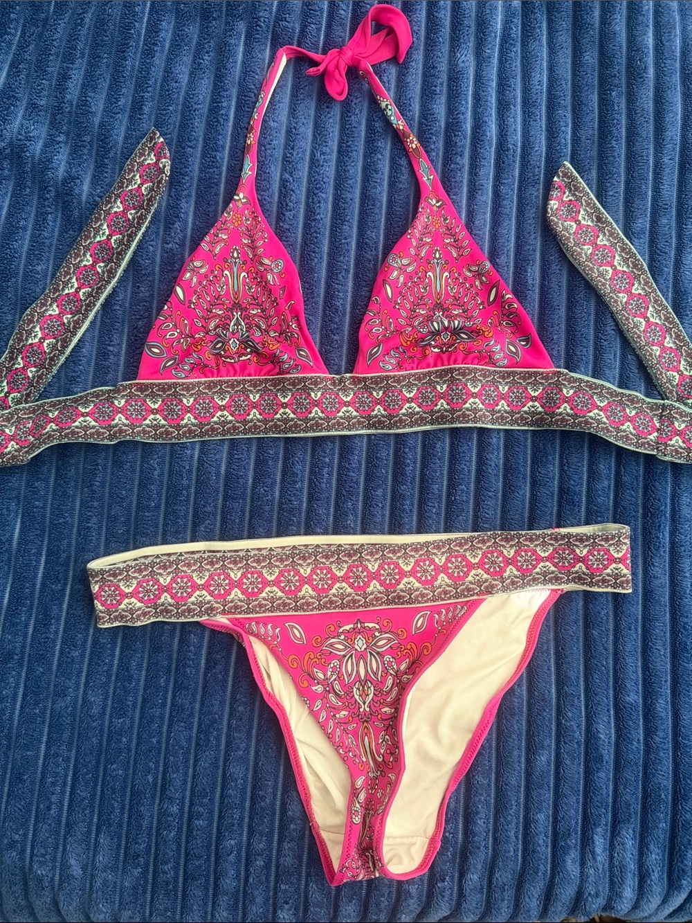 Women’s Pink Printed Triangle Bikini Set